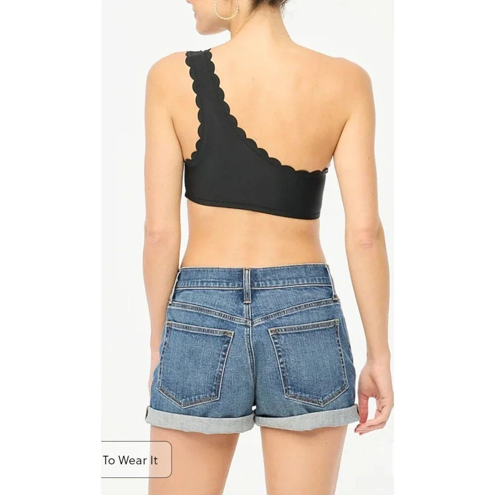 NWT J Crew Scalloped one-shoulder bikini top XXS Retail $64.50